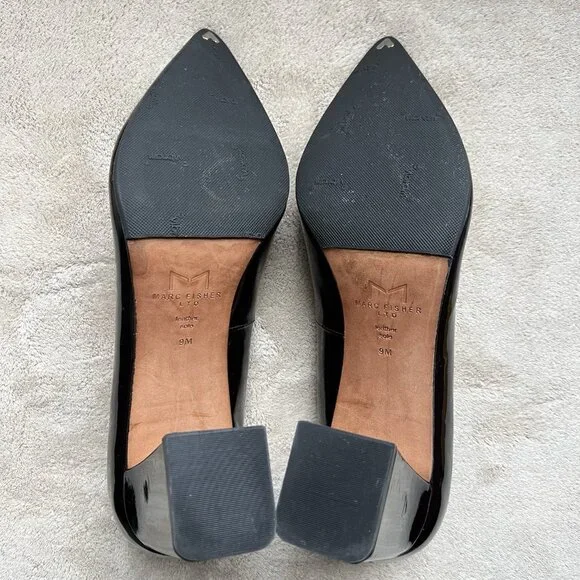 Marc Fisher Zala Dark Brown Patent Leather Block Heel Pumps - Picture 11 of 14